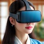 한복을 입고 VR 헤드셋을 착용한 부산 고등학생