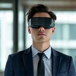 VR 헤드셋을 착용한 강남 비즈니스맨
