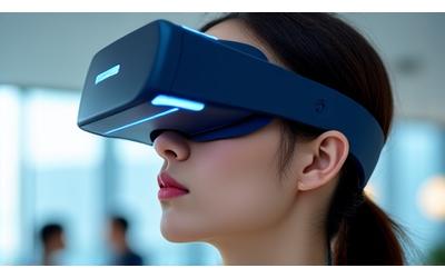 VR 헤드셋을 통해 가상 기업 환경을 경험하는 직장인